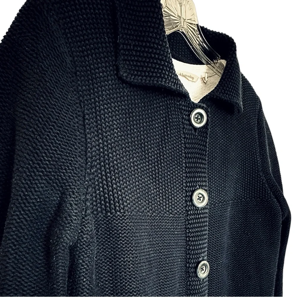 Tommy Hilfiger Dark Blue Heavy Knit Cardigan L Button Front Cotton Sweater
